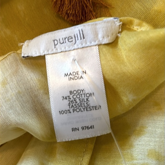 J. Jill Pure Jill Sunlight Scarf India Gold Tassels NWT - Picture 2 of 5